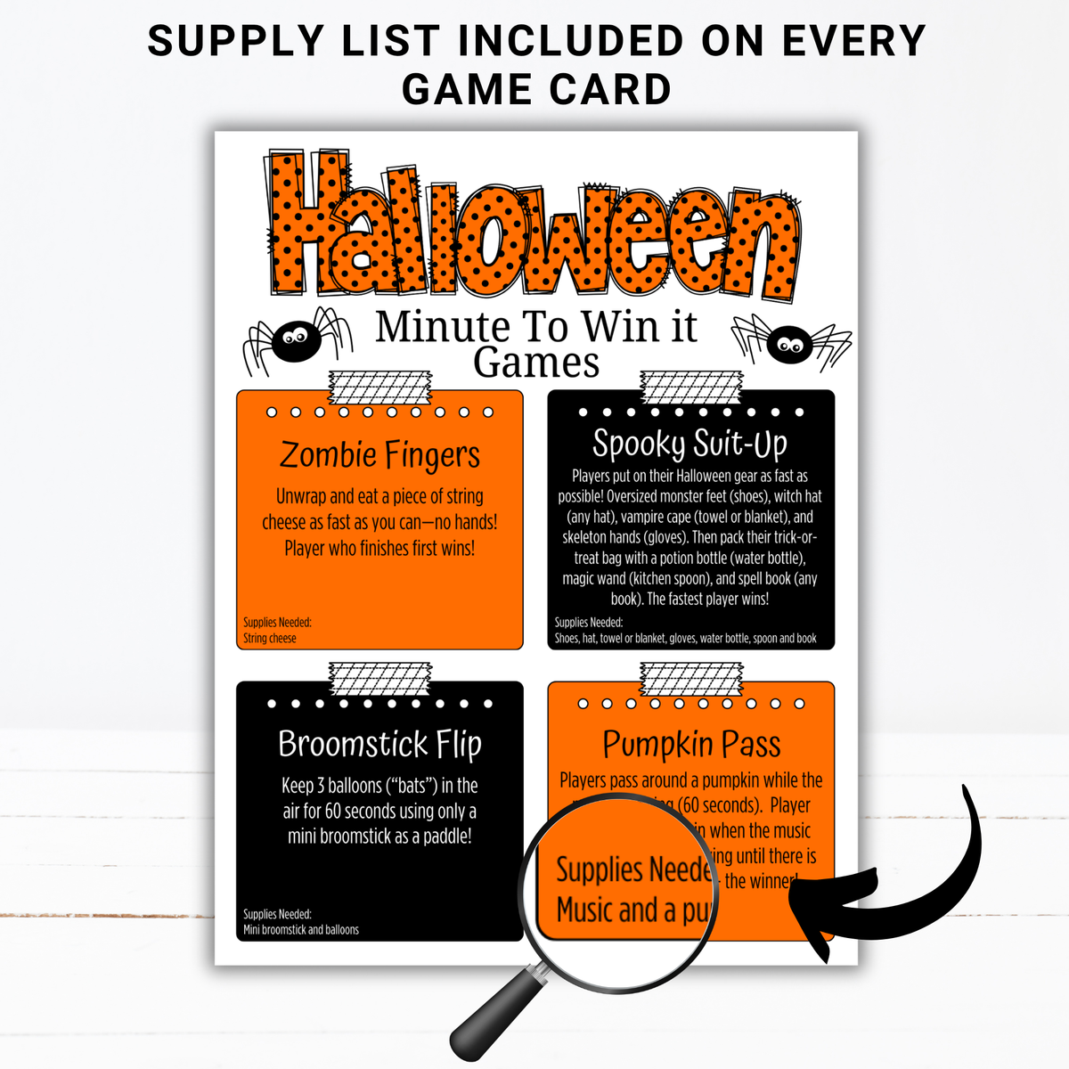 Halloween Minute to Win It Games | 36 Printable Party Games