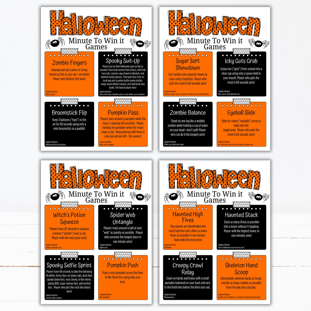 Halloween Minute to Win It Games | 36 Printable Party Games