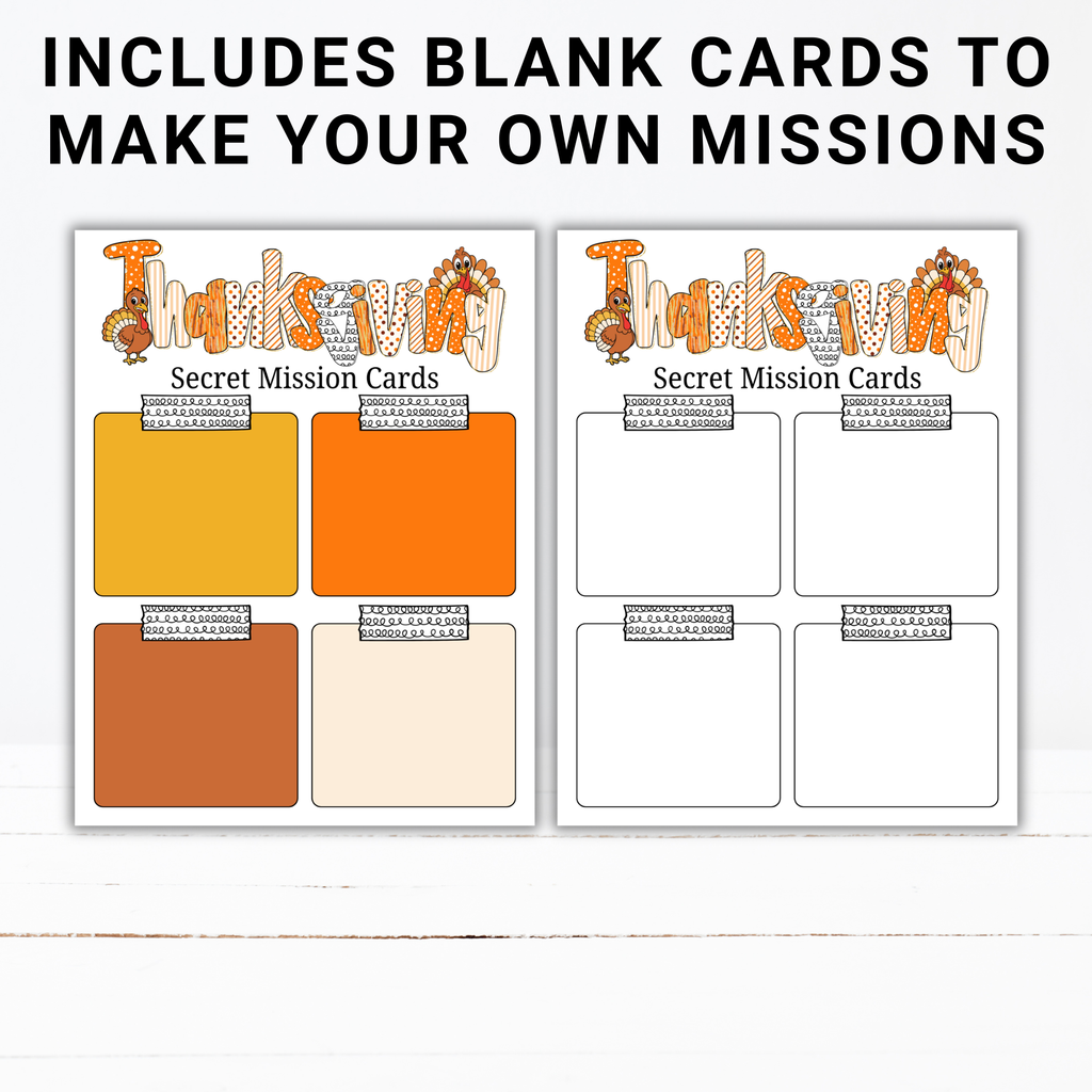 Thanksgiving Secret Mission Game | 52 Printable Spy Missions