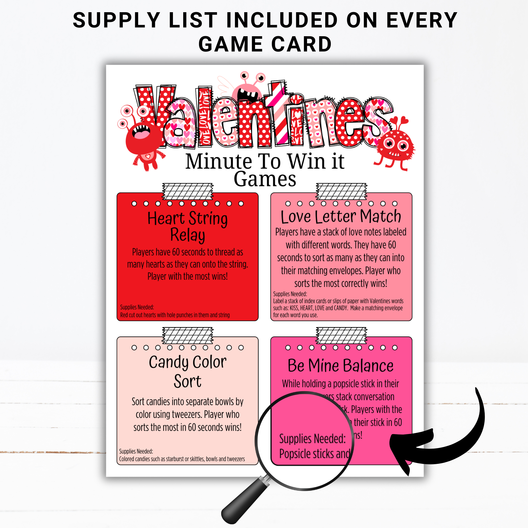 Valentine Minute to Win It Games | Fun Printable Valentine Party Games for Kids, Teens & Adults | Classroom, Family, Office Party Activities