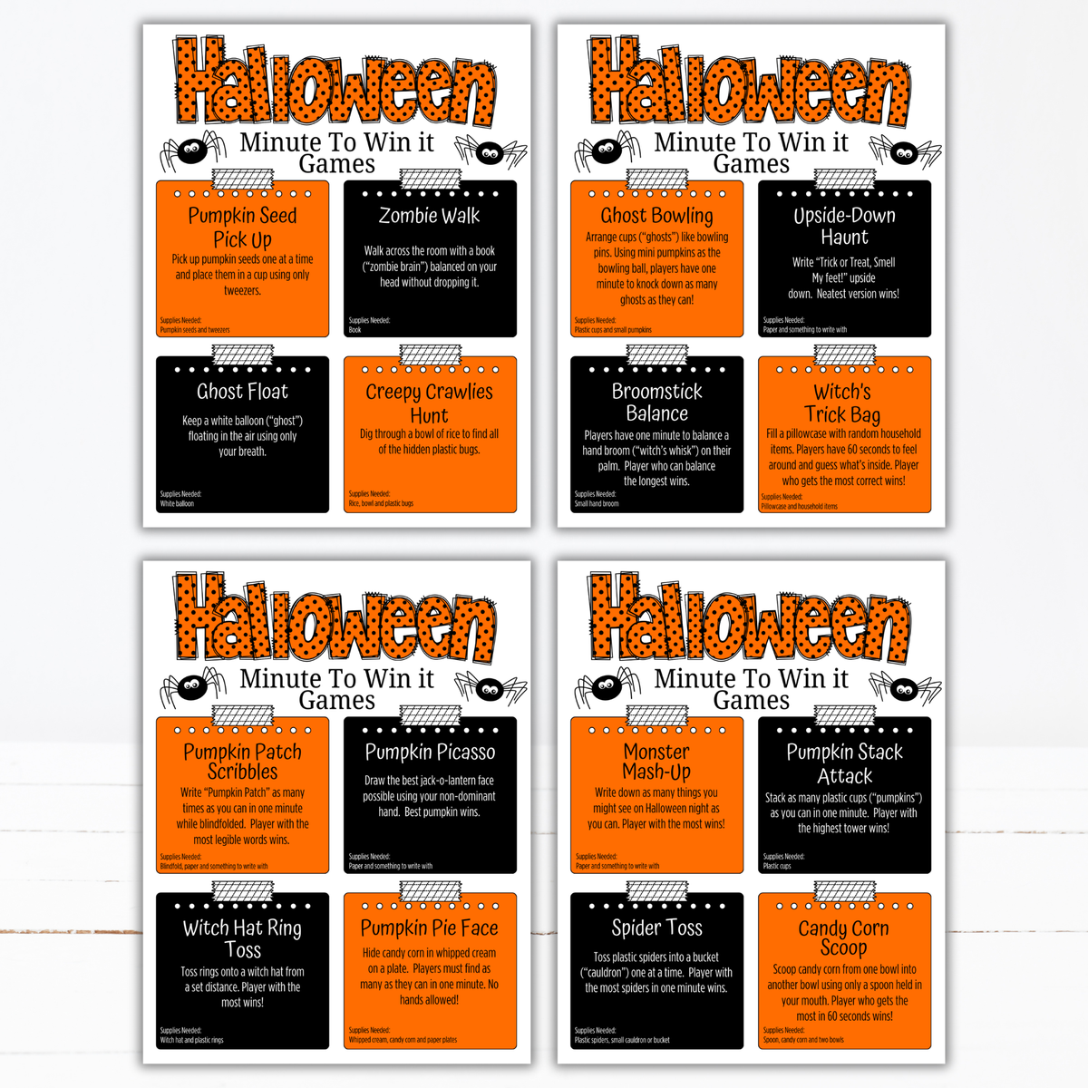 Halloween Minute to Win It Games | 36 Printable Party Games