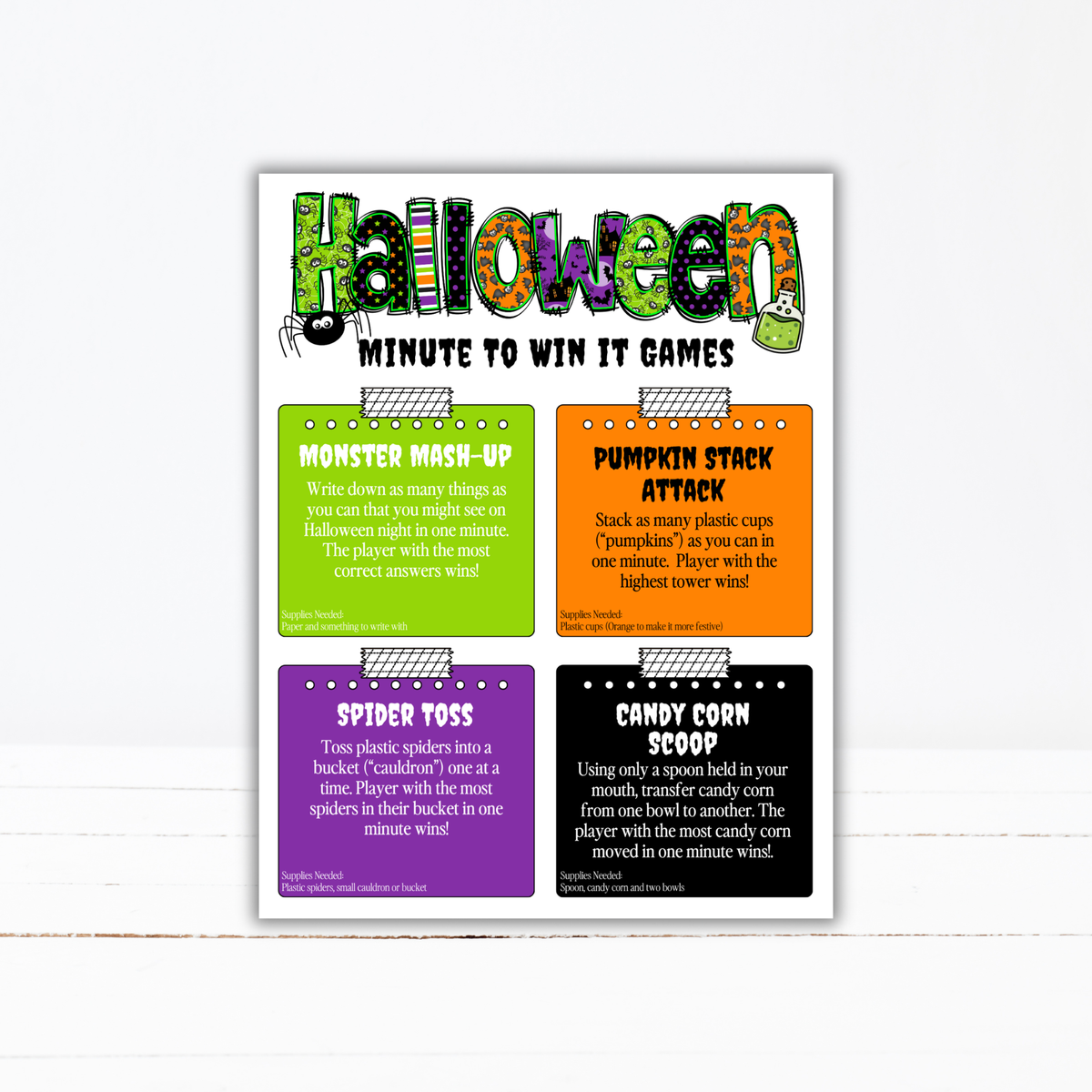 Halloween Minute to Win It Games | 52 Printable Party Games