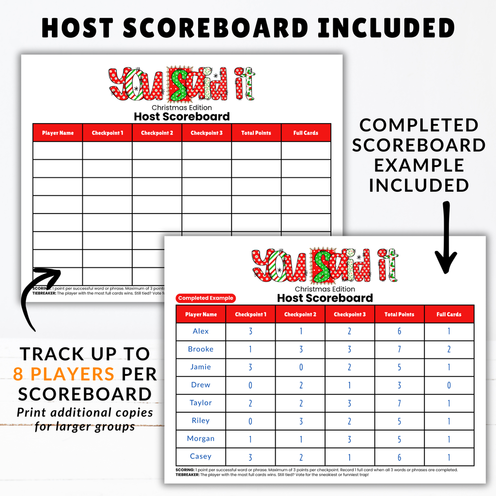 Christmas You Said It Game | 52 Printable Secret Word Cards