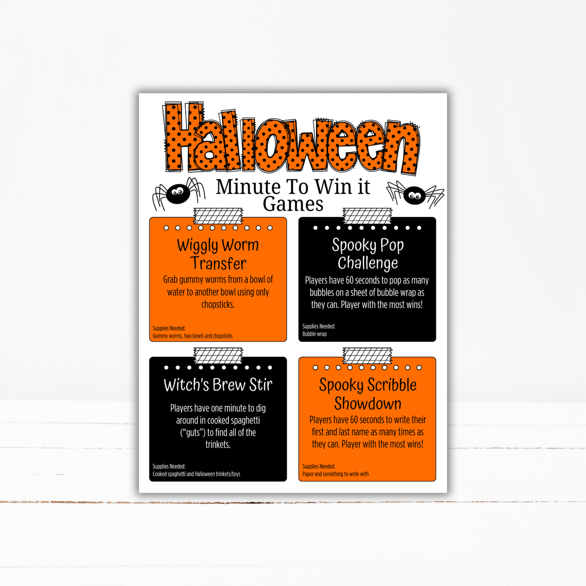 Halloween Minute to Win It Games | 36 Printable Party Games