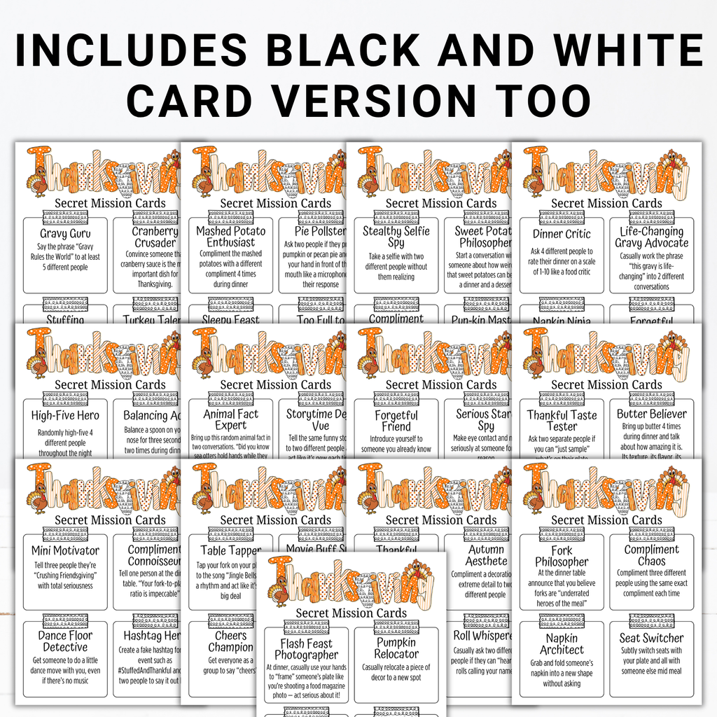 Thanksgiving Secret Mission Game | 52 Printable Spy Missions