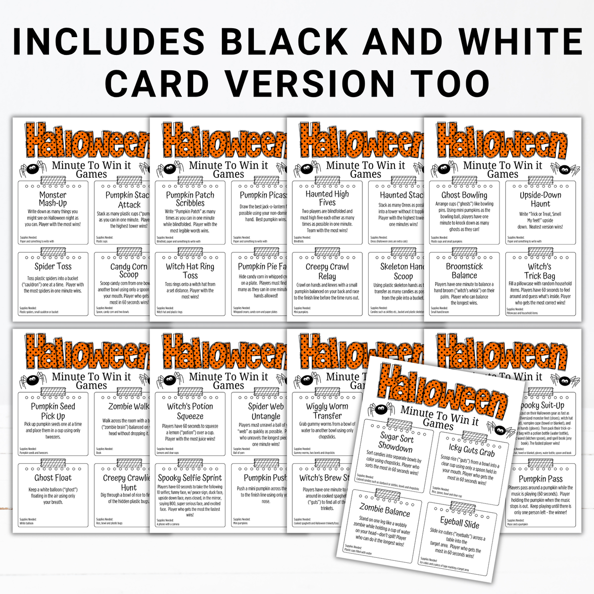 Halloween Minute to Win It Games | 36 Printable Party Games