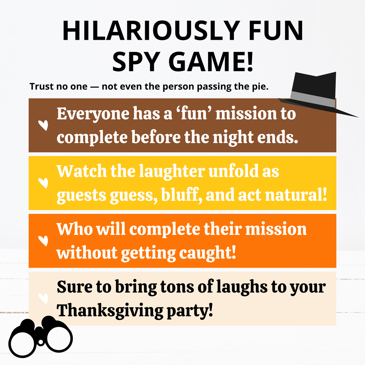 Thanksgiving Secret Mission Game | 52 Printable Spy Missions