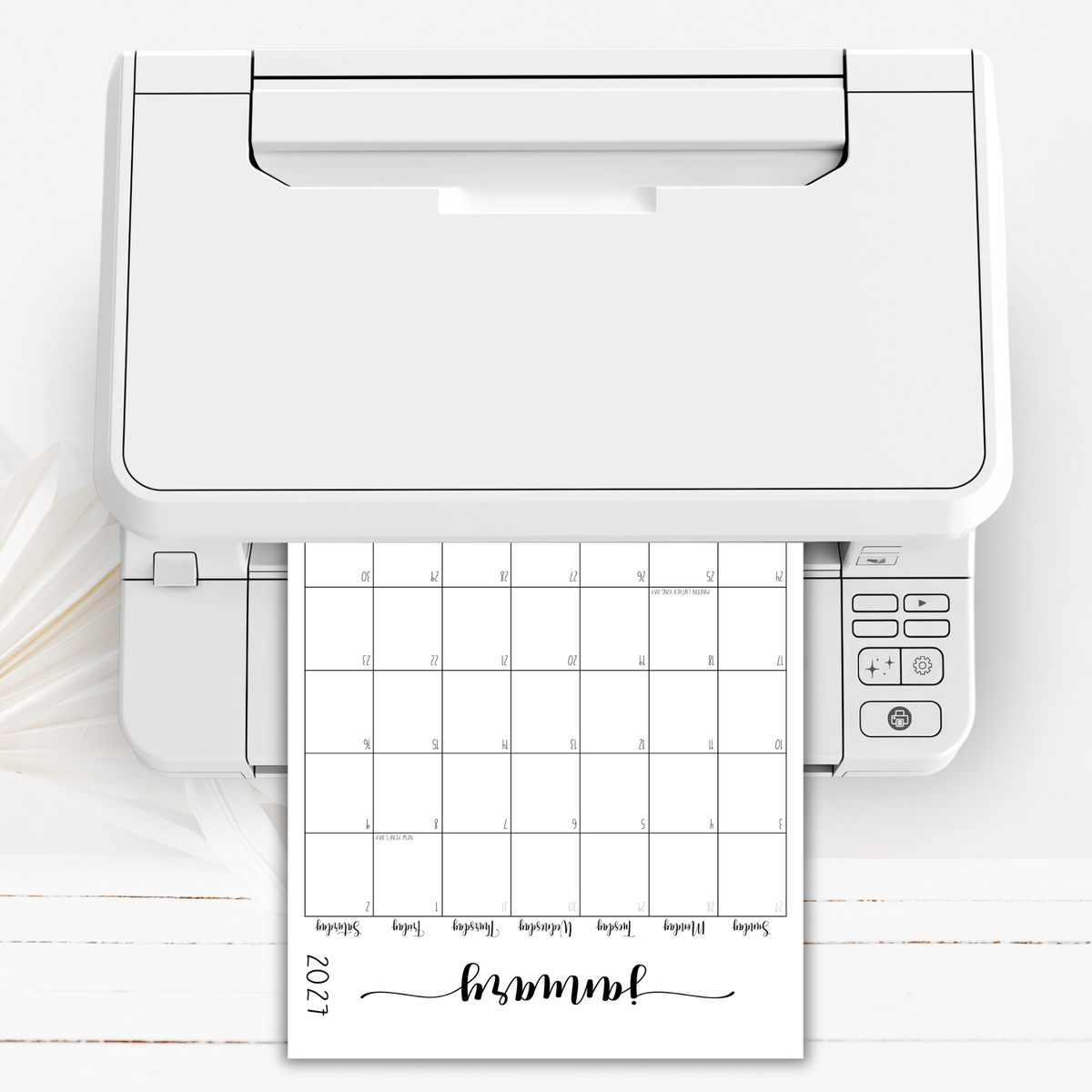 2027 Fillable Portrait Calendar | Sweet Script | Black | Sunday Start