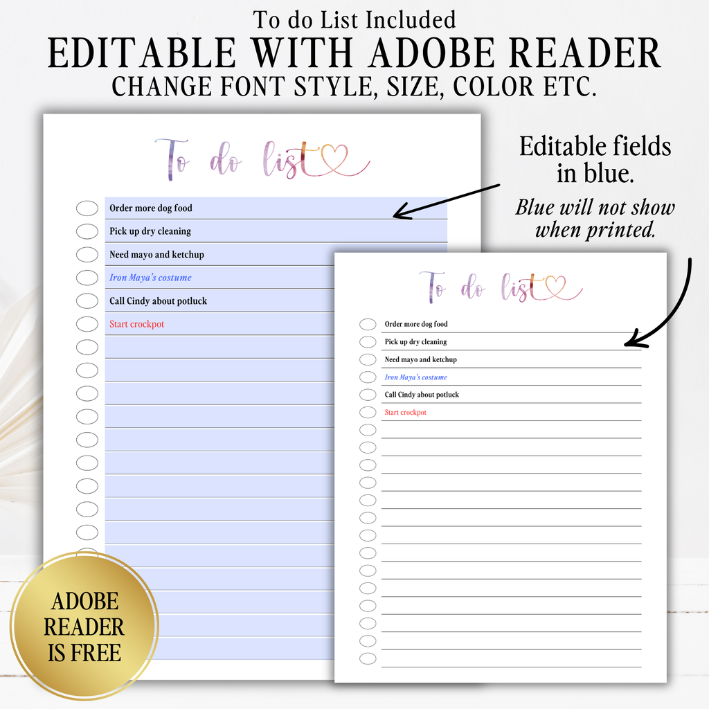 2027 Fillable Landscape Calendar | Sweet Script + Heart | Watercolor | Sunday Start