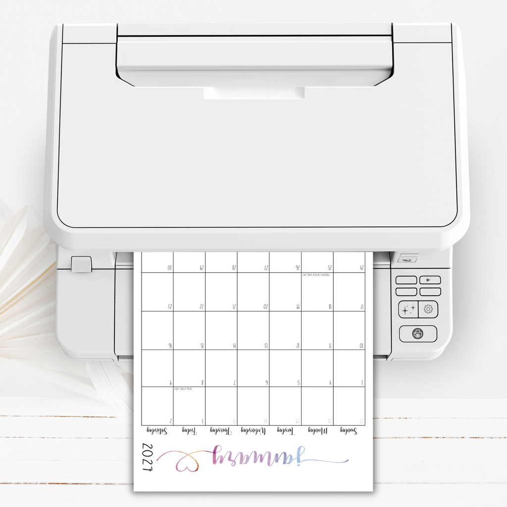 2027 Fillable Portrait Calendar | Sweet Script + Heart | Watercolor | Sunday Start