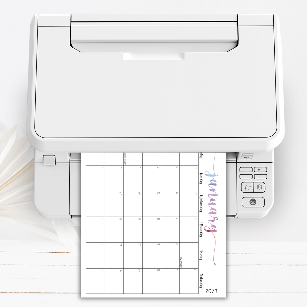 2027 Fillable Portrait Calendar | Sweet Script | Watercolor | Sunday Start