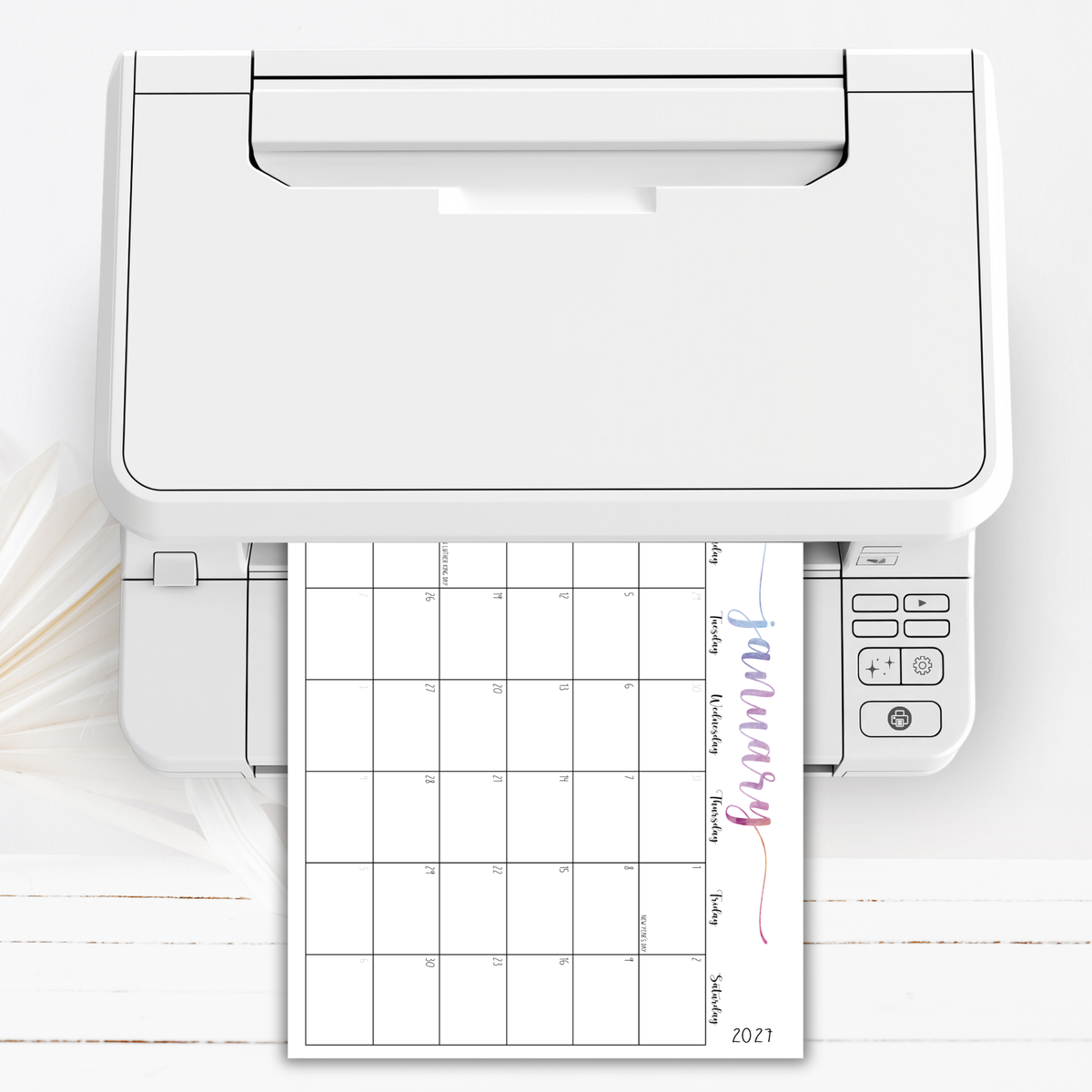 2027 Fillable Portrait Calendar | Sweet Script | Watercolor | Sunday Start