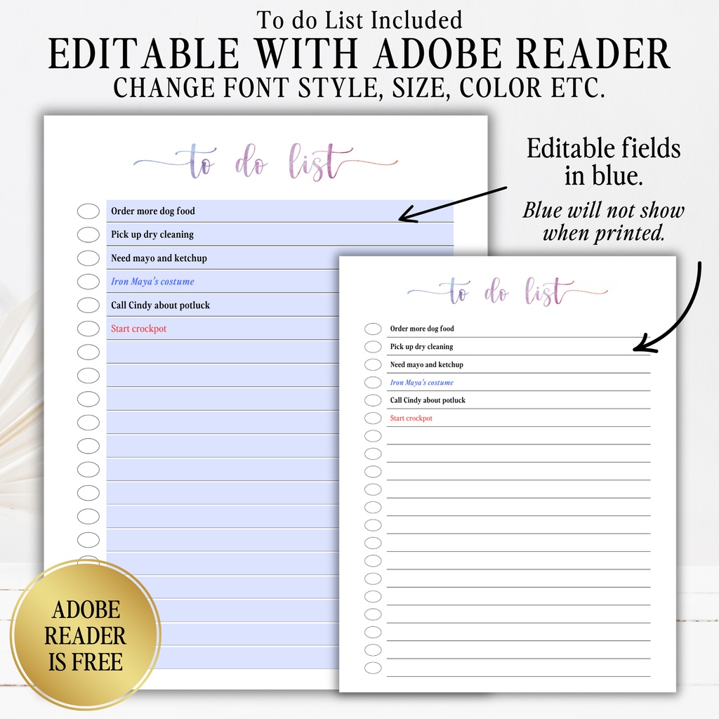2027 Fillable Landscape Calendar | Sweet Script | Watercolor | Sunday Start