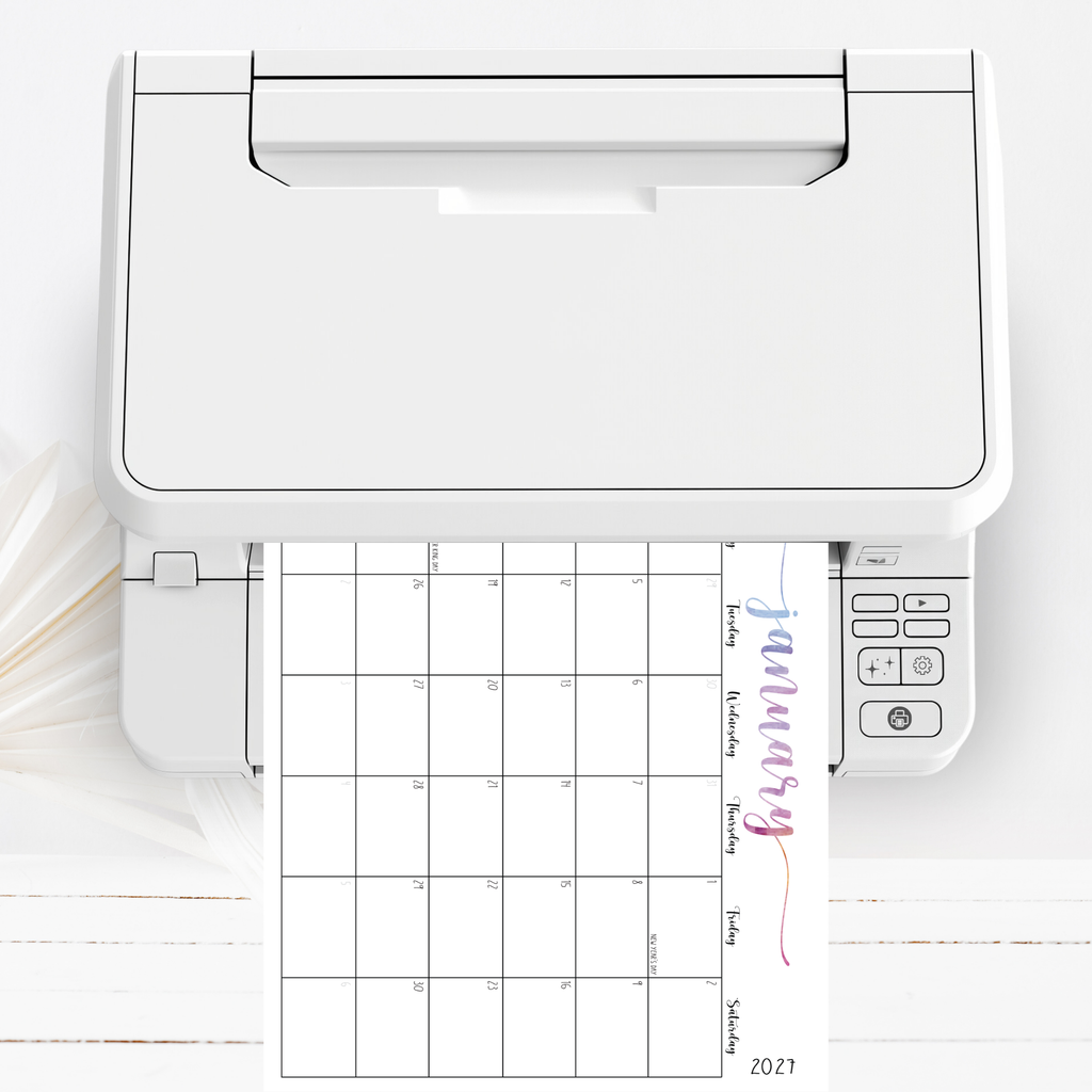 2027 Fillable Landscape Calendar | Sweet Script | Watercolor | Sunday Start