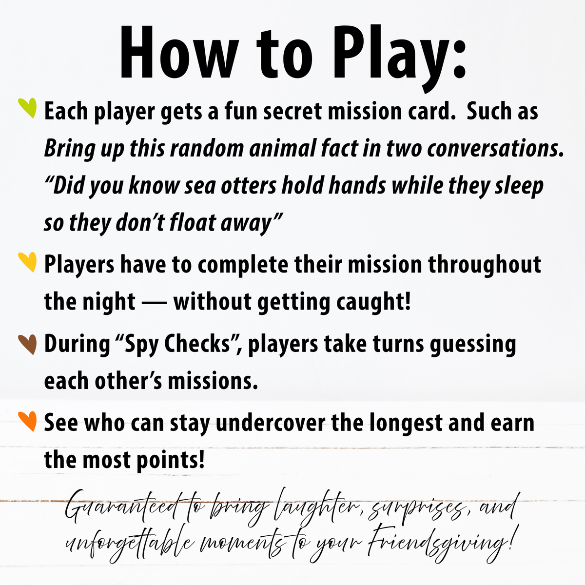 Thanksgiving Secret Mission Game | 52 Printable Spy Missions