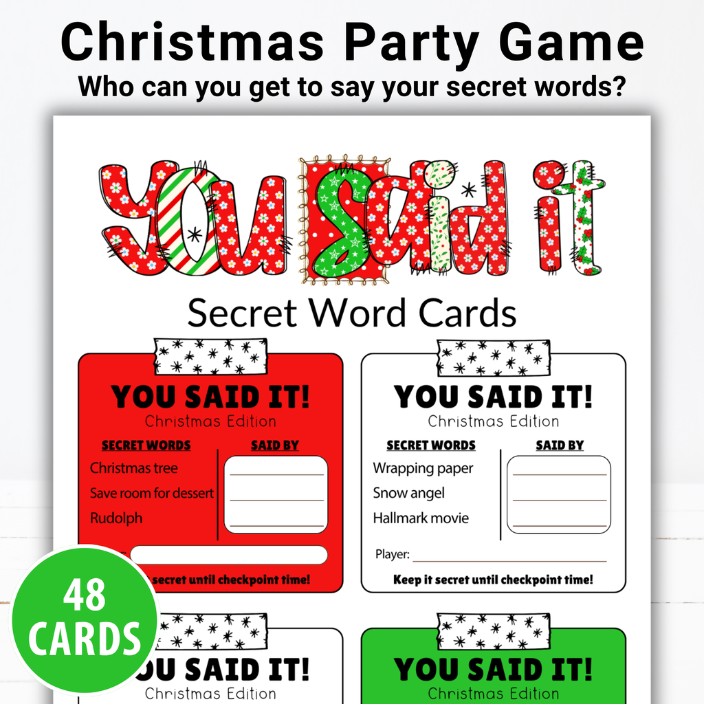 Christmas You Said It Game | 52 Printable Secret Word Cards