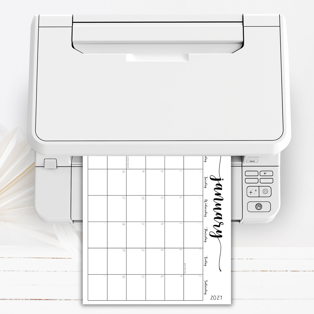 2027 Fillable Landscape Calendar | Sweet Script | Black | Sunday Start