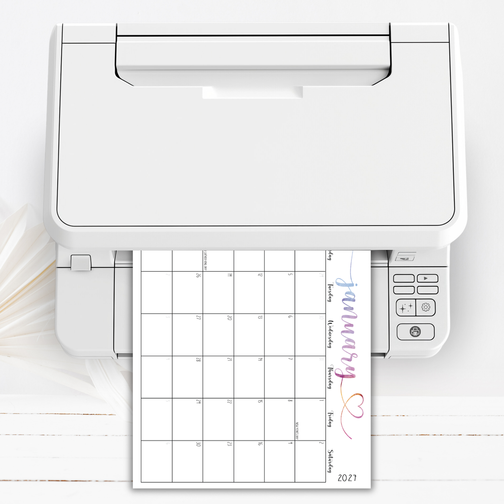 2027 Fillable Landscape Calendar | Sweet Script + Heart | Watercolor | Sunday Start
